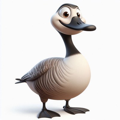 Smiling cartoon goose