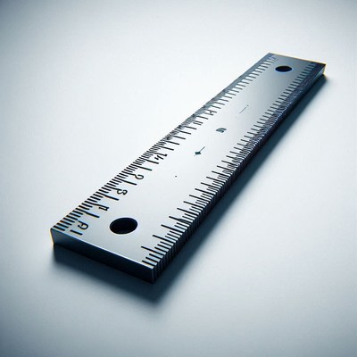 Metal ruler on white background