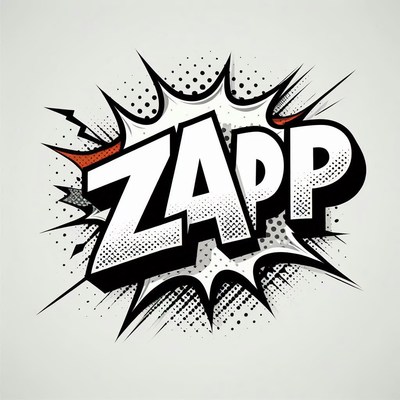 Comic style zapp graphic with burst effects