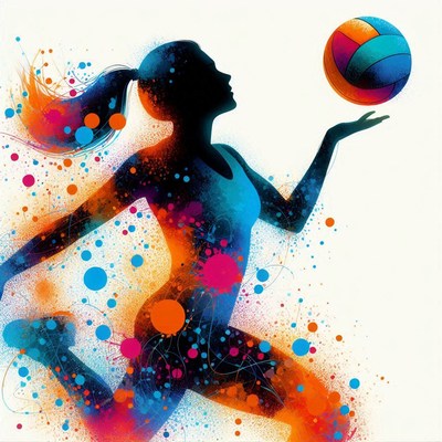 Dynamic volleyball player in action with vibrant colors