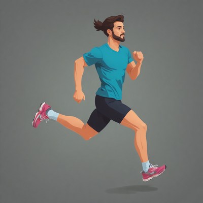 Active man running in sportswear on a gray background