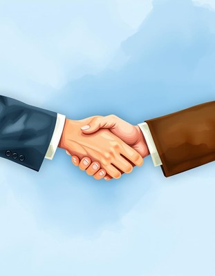 Two hands shake in agreement