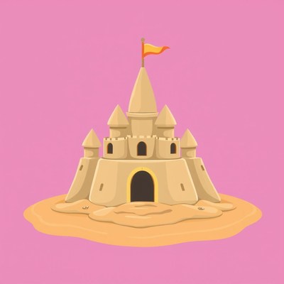 A detailed sandcastle stands tall on the beach