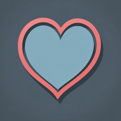 A blue heart with a red outline