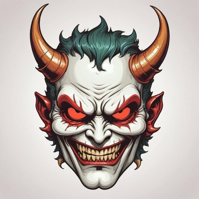 A digital illustration of a devil's head