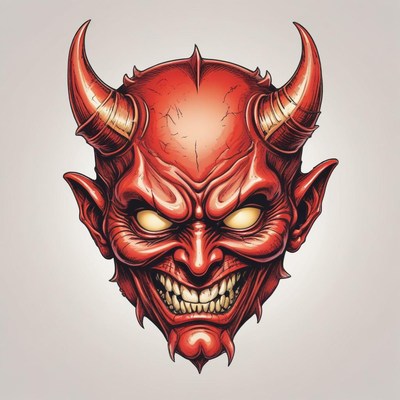 A red devil head with horns