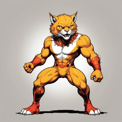 A muscular cat-like superhero stands ready to fight