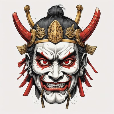 A detailed illustration of a japanese oni