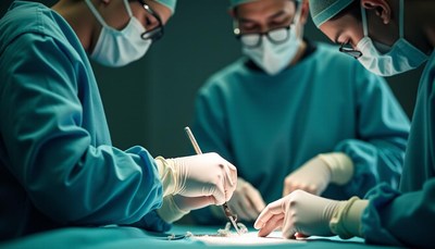 Surgeons perform surgery in an operating room