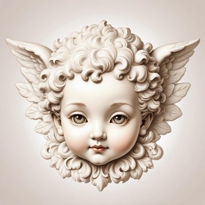 A cherub sculpture with wings