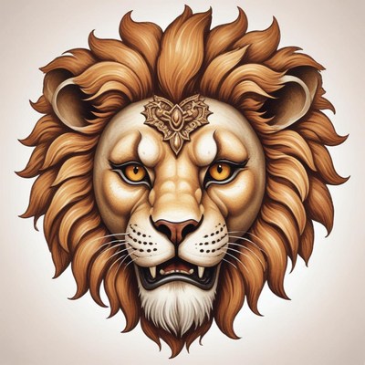 A detailed illustration of a lion's head