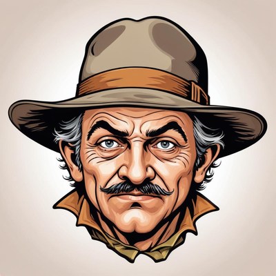 A man in a wide-brimmed hat stares intensely