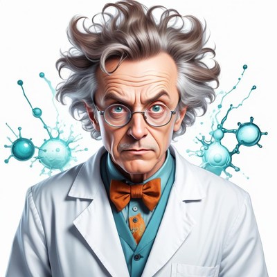 A scientist stares intently at a cell model