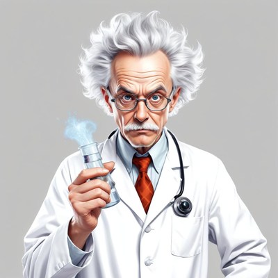 A scientist holds a beaker with a glowing liquid
