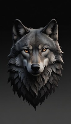 Close-up of an intense wolf staring at camera