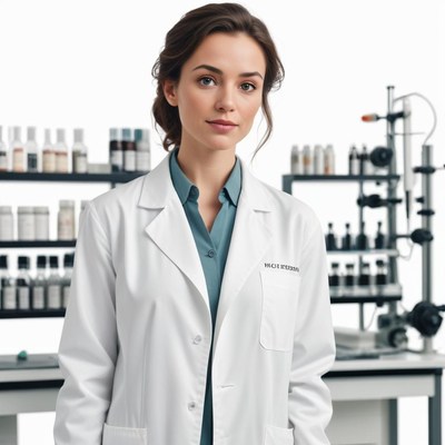 A female scientist stands in a lab