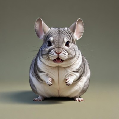 A fluffy chinchilla poses for the camera