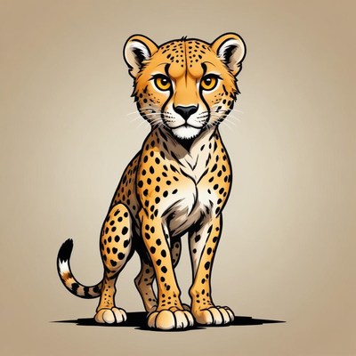 A cheetah sits and stares with a focused gaze