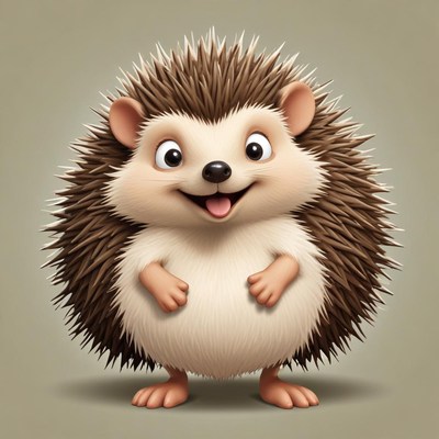 A cute cartoon hedgehog smiles for the camera