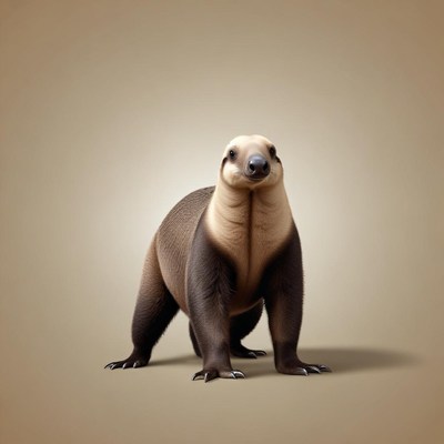 A badger stands tall against a plain background