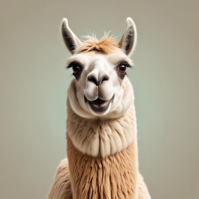 A llama smiles for the camera