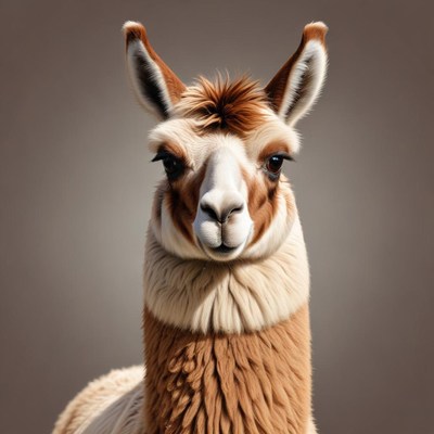A llama stares at the camera