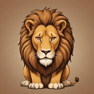 A majestic lion sits with a regal expression