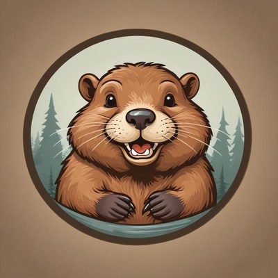 A happy groundhog smiles in a forest