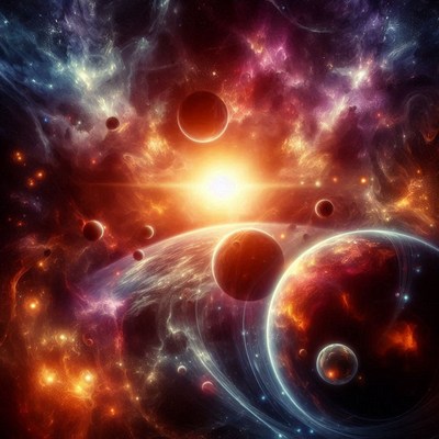 A bright star shines in a distant galaxy