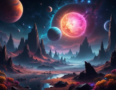 Vibrant mountains under a giant planet
