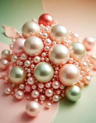 Pink and green pearls on a matching background