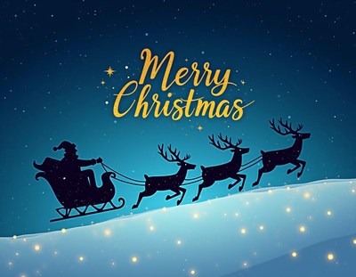 Santa claus delivers presents on christmas eve