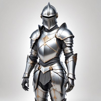 A knight in full armor stands ready for battle