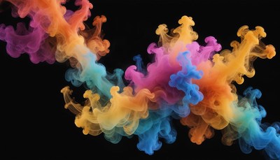 Colorful ink swirls in a dark background