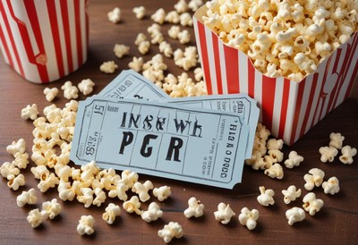 Enjoying popcorn and tickets for a fun movie night