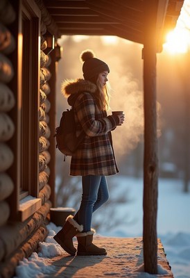 Enjoying a warm drink on a chilly winter morning