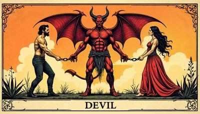 Demon confronts two figures in a dramatic struggle