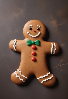 Gingerbread cookie decorated for holiday celebrations