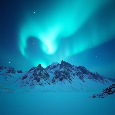 Northern lights illuminate majestic mountains at night