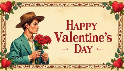 Man holding roses wishes for valentine's day celebration