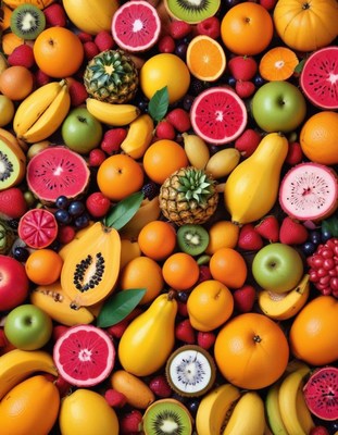 Colorful assortment of fresh fruits displayed beautifully