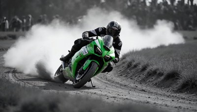 Motorcycle racer skillfully navigates dirt track