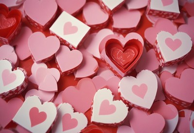 Colorful heart-shaped decorations for festive occasions