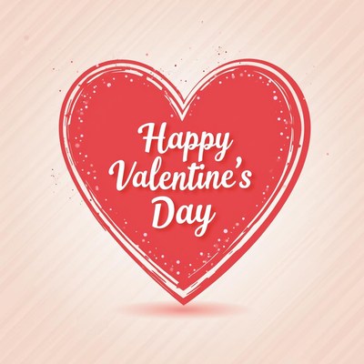 Heart illustration celebrating valentine's day with text