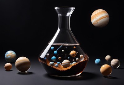 Planets suspended in liquid demonstrate cosmic beauty