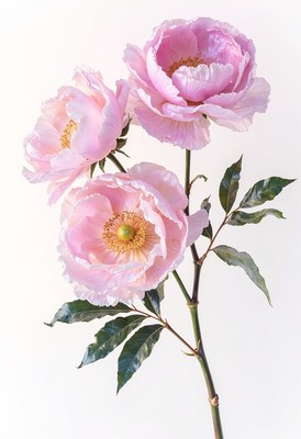 Pink peonies in full bloom on a simple background