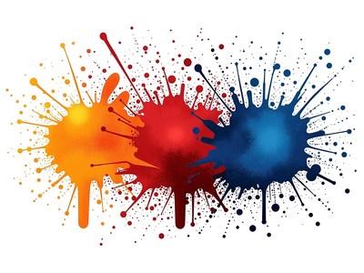 Creative splashes of vibrant color on a white background