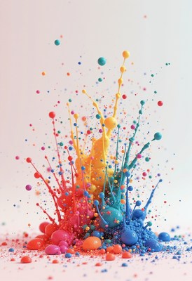 Colorful splashes create vibrant art in dynamic display