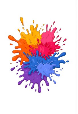 Colorful paint splashes create a vibrant artistic display