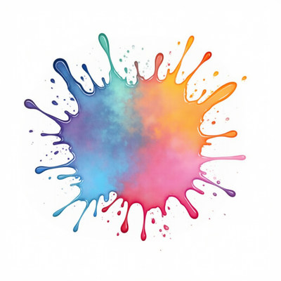 Colorful paint splash art on a white background